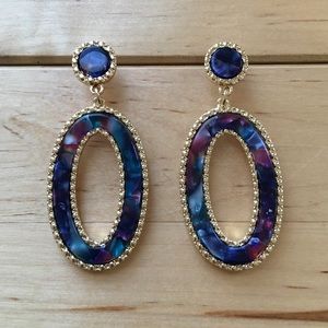 Dangle Earrings, 2.25” multi-color and gold